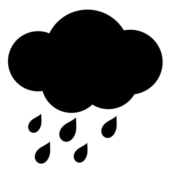 Bewolkte Regen Weer Icoon Solide Stijl — Stockvector