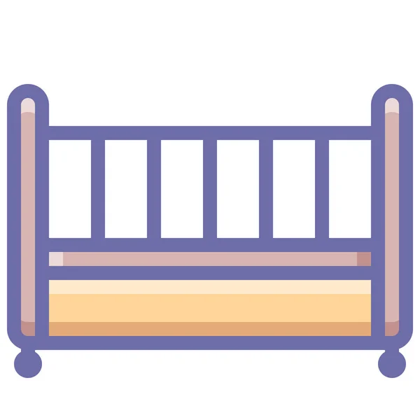 Ikon Bed Child Crib Dalam Gaya Filled Outline - Stok Vektor