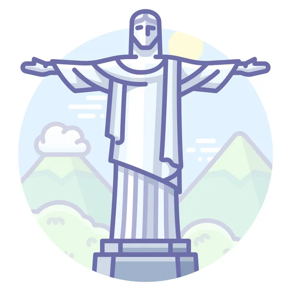Brasil Jesus Ícone Contorno Preenchido Estilo Contorno Preenchido —  Vetores de Stock