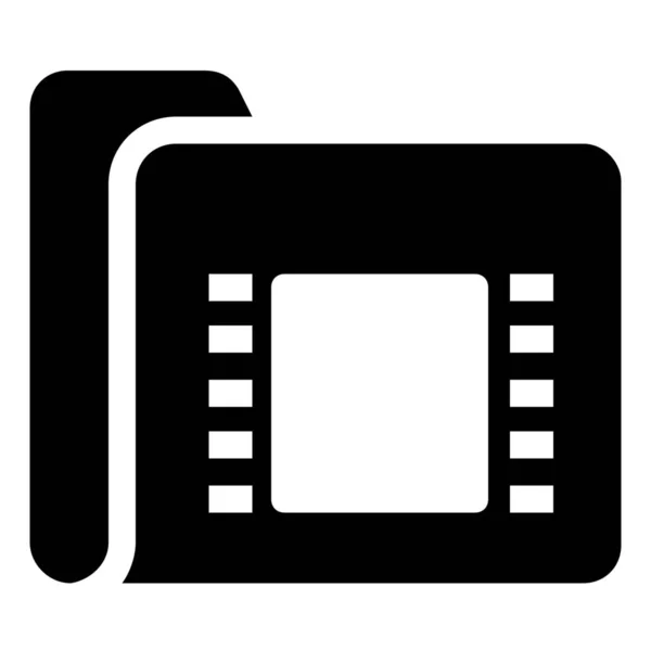 Ordner Video Media Icon Soliden Stil — Stockvektor