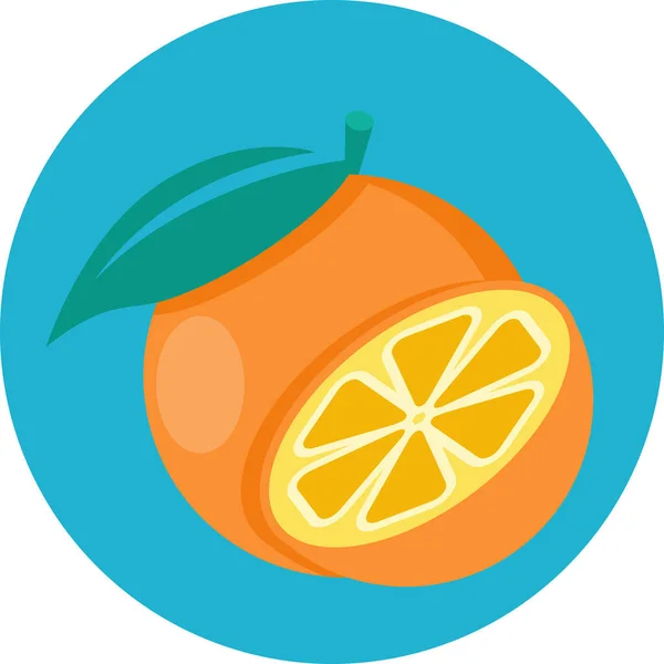 Mat Apelsin Citrus Ikon Platt Stil — Stock vektor