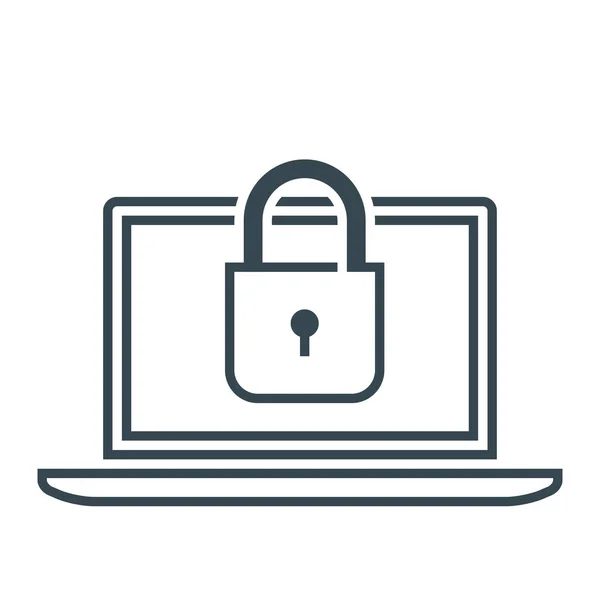 Blockchain Laptop Lock Icon Outline Style — 图库矢量图片