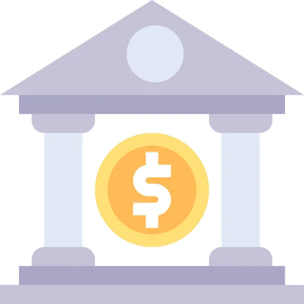 Bankgebouw Dollarpictogram Business Management Categorie — Stockvector