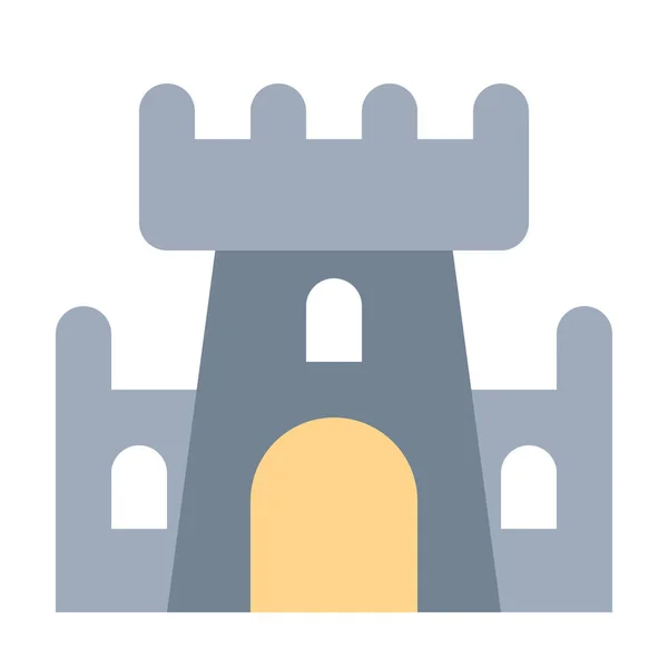 Château Forteresse Icône Médiévale Dans Style Plat — Image vectorielle
