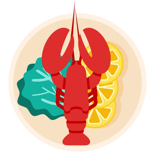 Dish Food Lobster Icon Flat Style — Stock Vector