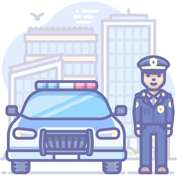 Samochód Policjant Ikona Policji — Wektor stockowy