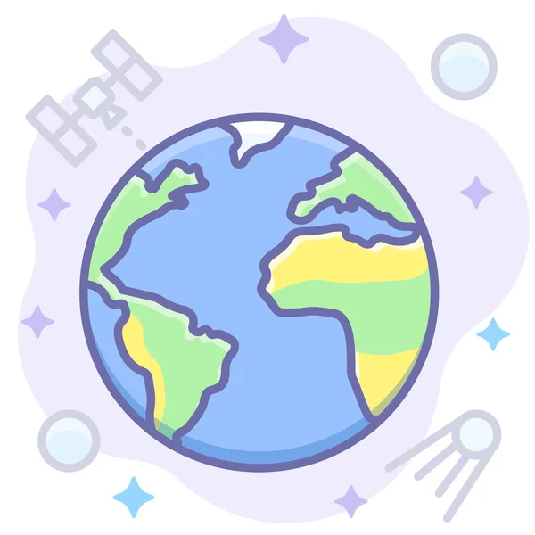 Planeta Global Tierra Icono Estilo Contorno Lleno — Vector de stock