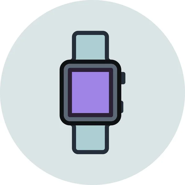 Icône Montre Temps Accessoire Dans Style Contour Rempli — Image vectorielle