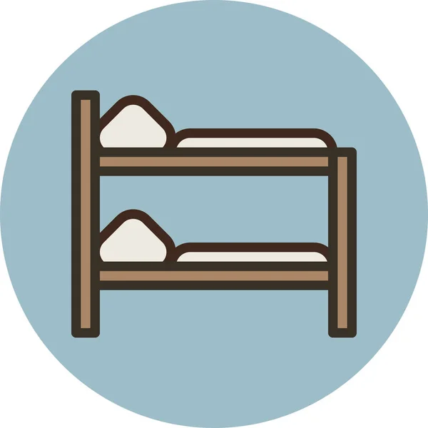 Ikon Furnitur Tempat Tidur Dalam Gaya Pinggiran Yang Diisi - Stok Vektor