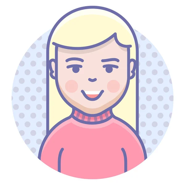 Blonde Smile Woman Icon Filled Outline Style — Stockvector