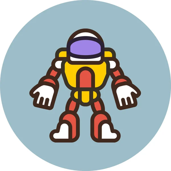 Astronauta Robot Nauka Ikona Wypełnione Zarys Stylu — Wektor stockowy
