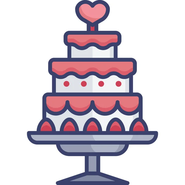 Cake Celebration Dessert Icon Love Romance Category — Stock Vector