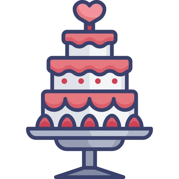 Pastel Celebración Postre Icono Categoría Amor Romance — Vector de stock