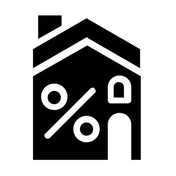 Alojamiento Icono Casa Descuento Estilo Sólido — Vector de stock