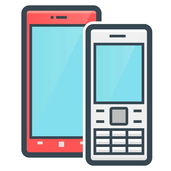 Dispositivos Teléfonos Móviles Icono Estilo Contorno Lleno — Vector de stock