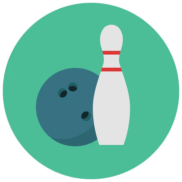 Ball Bowling Spiele Ikone Flachen Stil — Stockvektor