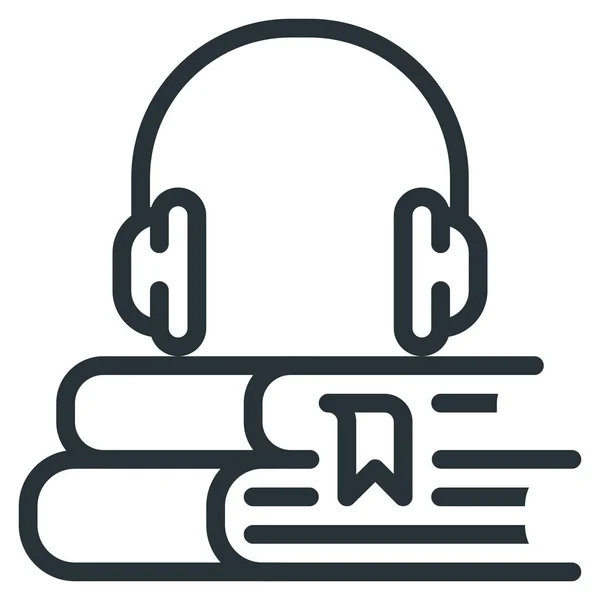 Audio Audio Βιβλίο Εικονίδιο Στυλ Περίγραμμα — Διανυσματικό Αρχείο