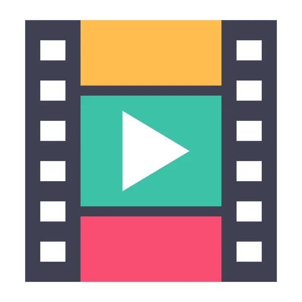 Icône Vidéo Film Multimédia Dans Style Plat — Image vectorielle