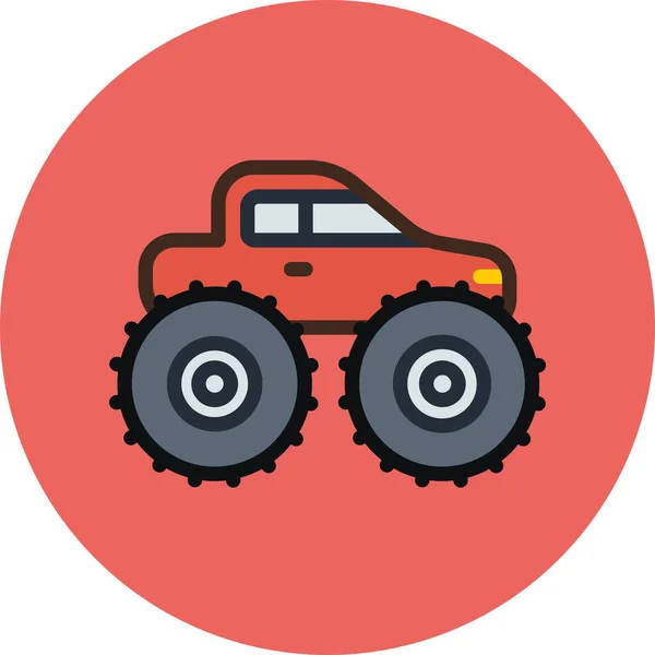 Autó Monster Truck Közlekedési Ikon Töltött Körvonalas Stílus — Stock Vector