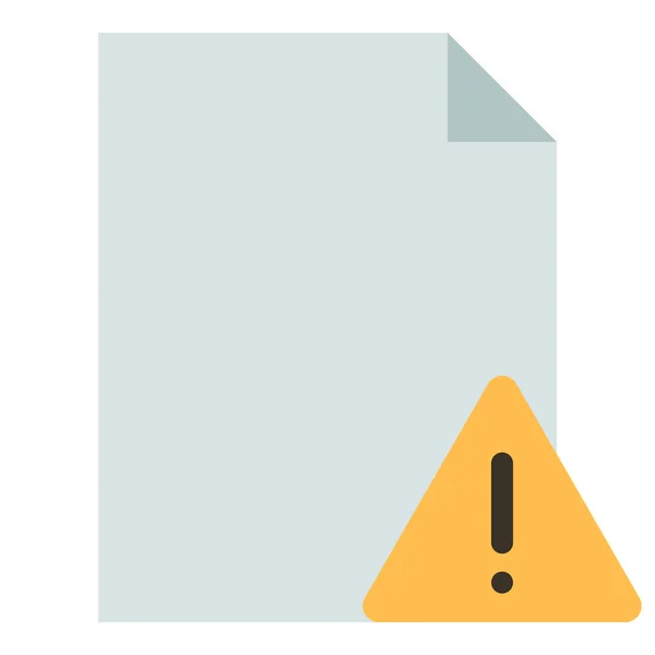 Document File Warning Icon Flat Style — Stock Vector