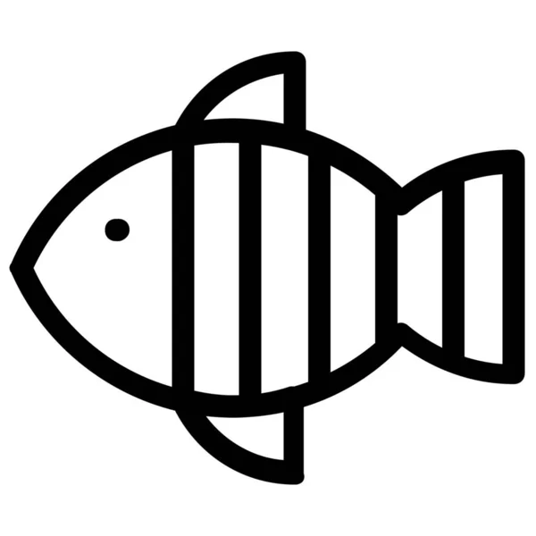 Animal Poisson Océan Icône Dans Style Contour — Image vectorielle