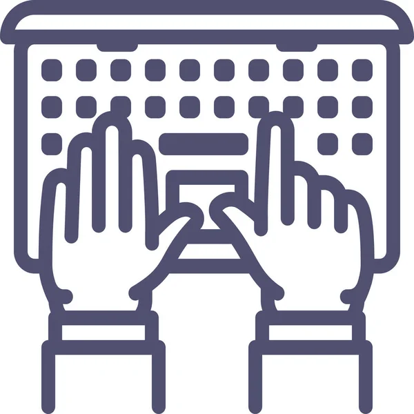 Χέρια Εικονίδιο Γραφείου Laptop Στυλ Περίγραμμα — Διανυσματικό Αρχείο