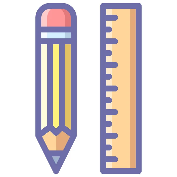 填充轮廓风格铅笔规则应用程序图标 — 图库矢量图片