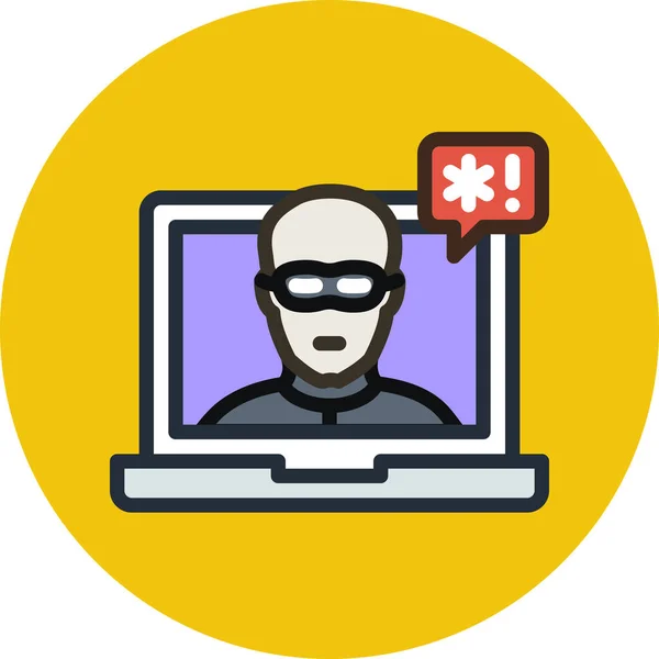 Hacked Hacker Laptop Icon Filled Outline Style — Wektor stockowy