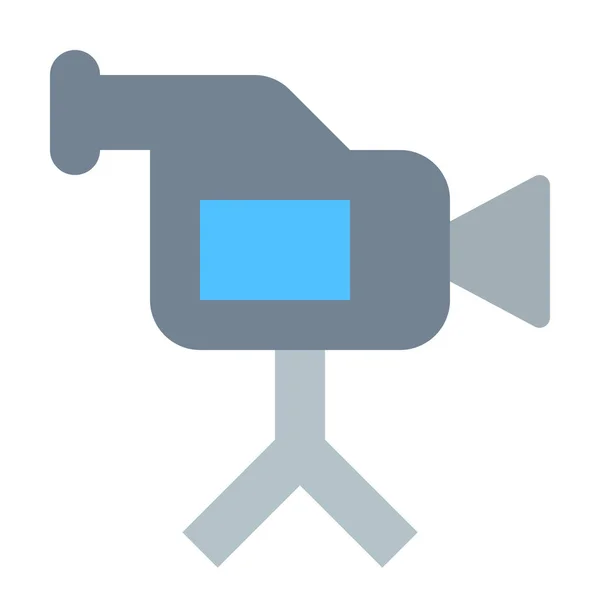 Cam Stand Video Icoon Platte Stijl — Stockvector