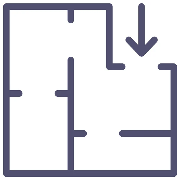Иконка Архитектурного Плана Квартиры Стиле Абрис — стоковый вектор