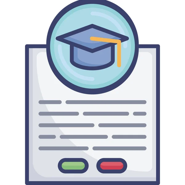 Documento Educación Graduación Icono — Vector de stock