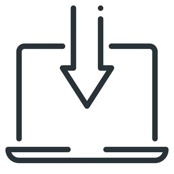 Arrow Download Laptop Icon Outline Style — 图库矢量图片