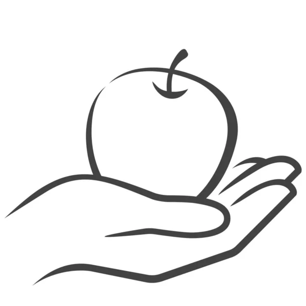 Apple Hand Fruit Icon — Stock Vector