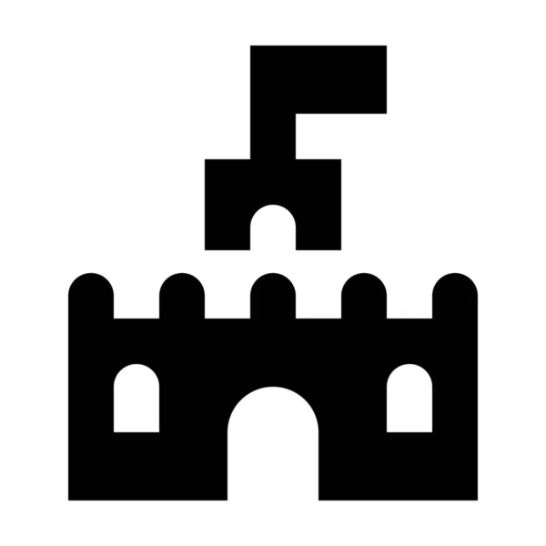 Hrad Pevnost Středověké Ikony Pevném Stylu — Stockový vektor