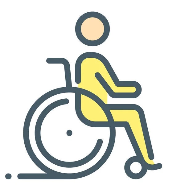Wheelchair Disabled Handicap Icon Filled Outline Style — Stock Vector