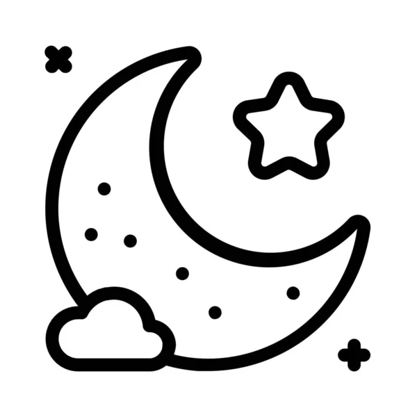 Lua Noite Estrelas Ícone Estilo Esboço —  Vetores de Stock