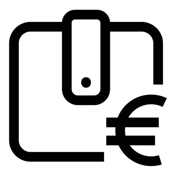 Carteira Euro Ícone Contorno Estilo Esboço — Vetor de Stock