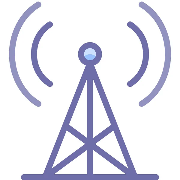Iletişim Radyo Kulesi Simgesi Doldurulmuş Dış Hat Biçimi — Stok Vektör