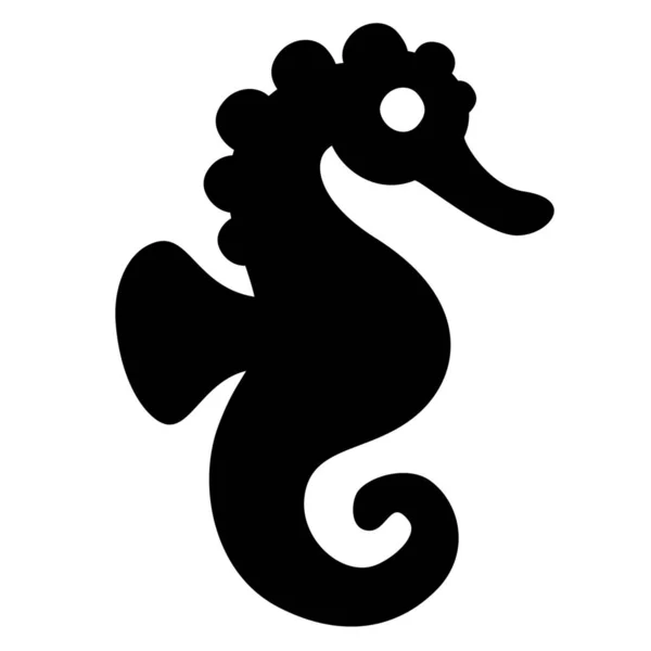 Hippocampus Seepferdchen Solide Ikone Soliden Stil — Stockvektor