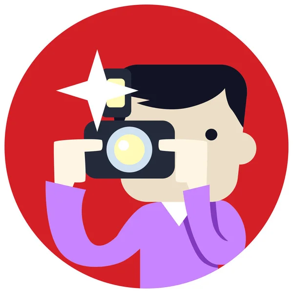 Camera Flash Jobs Icoon Platte Stijl — Stockvector