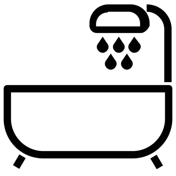 浴缸设备淋浴图标的轮廓风格 — 图库矢量图片