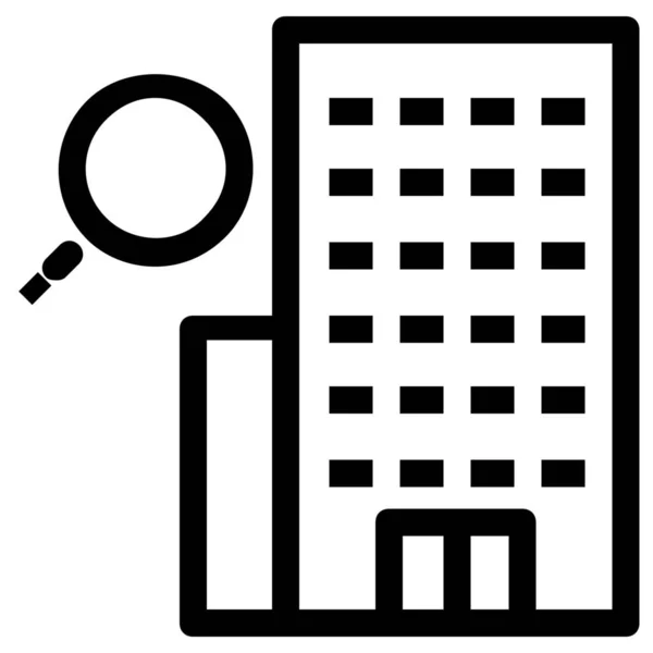 Edificio Alojamiento Encontrar Icono Estilo Esquema — Vector de stock