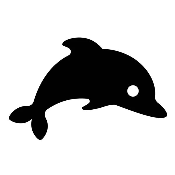 Dolphin Solid Animals Icon Solid Style — Stockový vektor