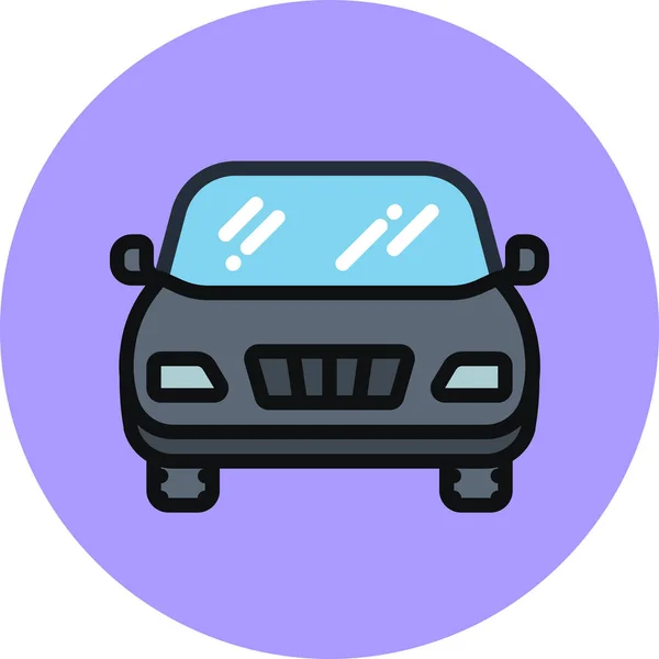 Ícone Dianteiro Carro Automático Estilo Esboço Preenchido — Vetor de Stock
