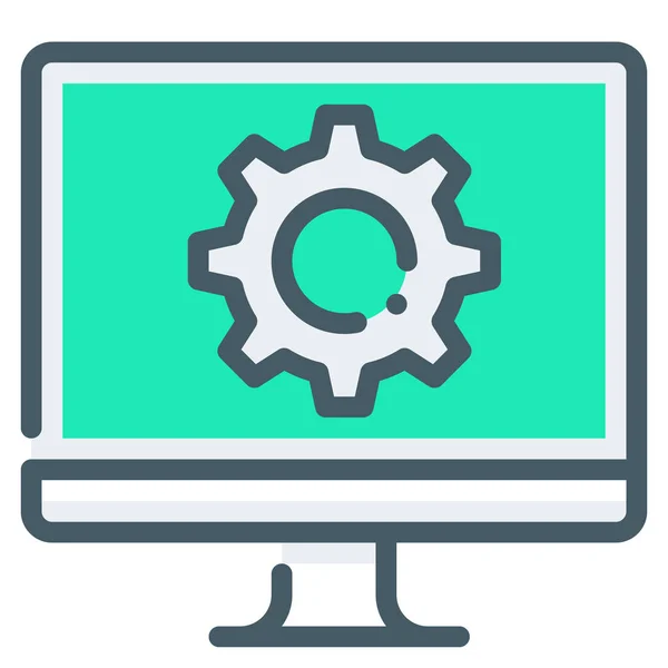 Cogwheel Ordenador Tecnología Icono — Vector de stock