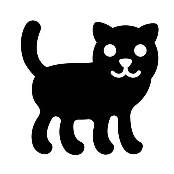 Animal Cat Icono Sólido Estilo Sólido — Vector de stock