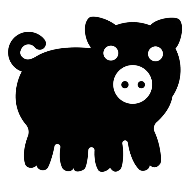 Pig Piggy Pork Icon Solid Style — Stock Vector