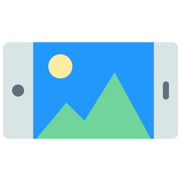 Apparaat Landschap Smartphone Pictogram Platte Stijl — Stockvector