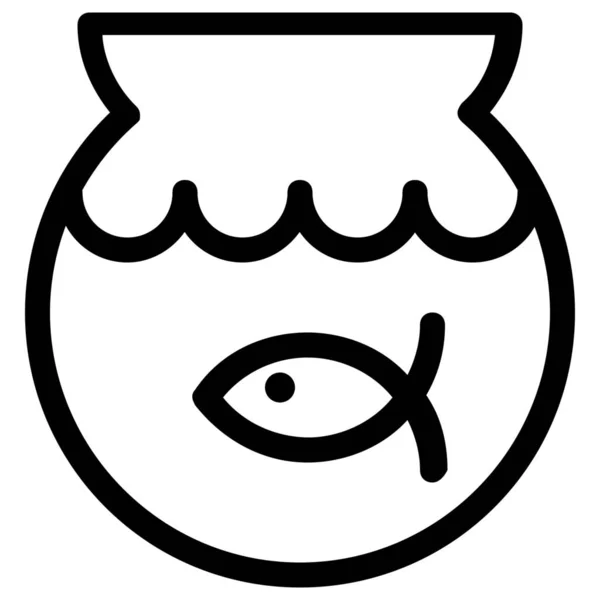 Animal Bowl Fsh Icon Outline Style — 스톡 벡터