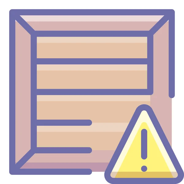 Icono Advertencia Producto Caja Estilo Contorno Lleno — Vector de stock